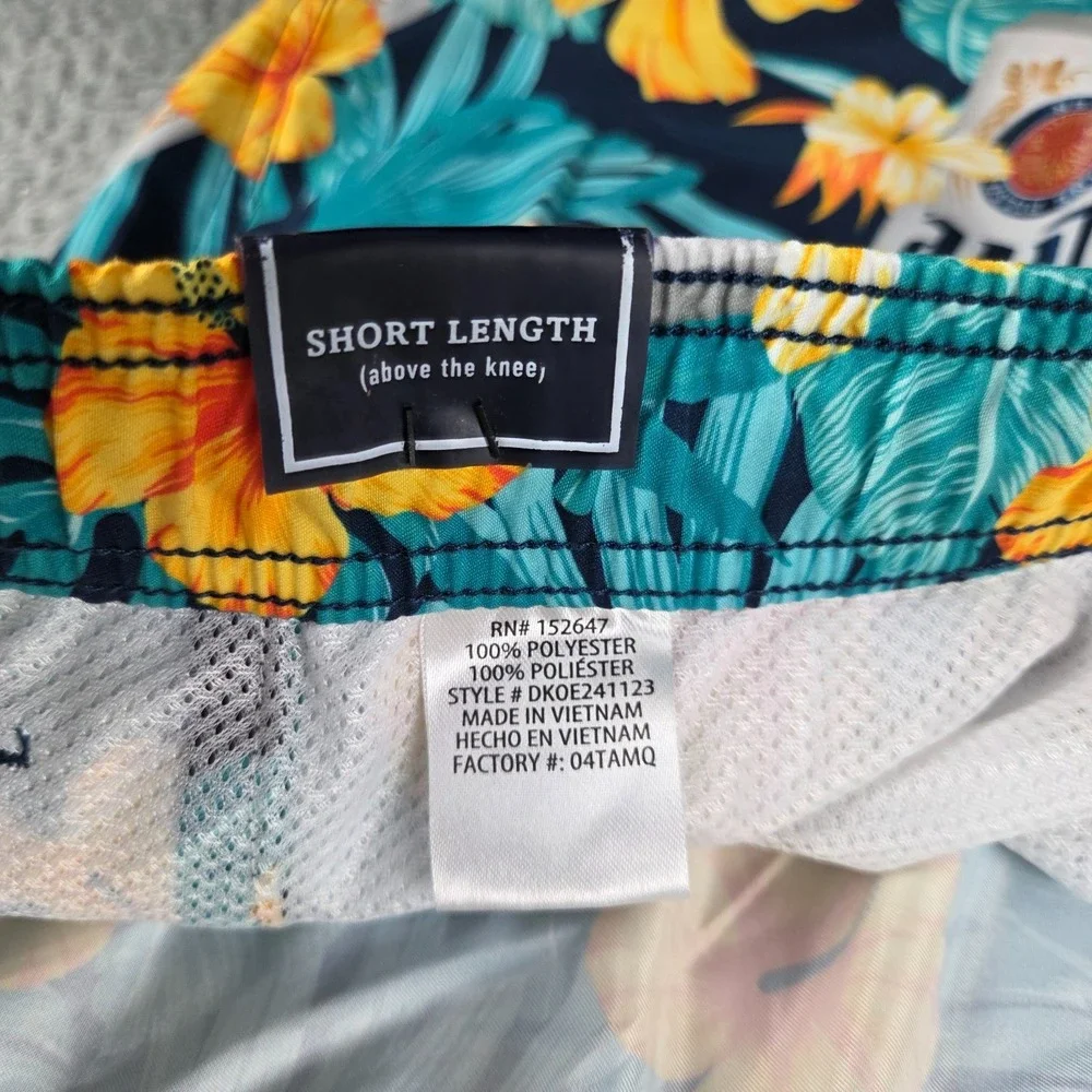 Miller Lite Floral Swim Trunk‎ Shorts Mens 3XLT Green Hawaiian Floral